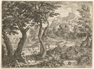 Landschaft mit einem Rastenden