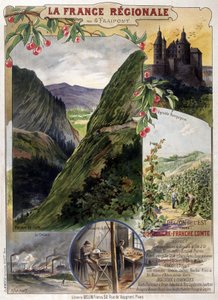 Plakat „La France régionale“ von G. Fraipont: Burgund und Franche-Comté, Anfang 20. Jahrhundert