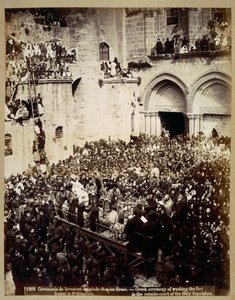 Zeremonie der Fußwaschung, Kirche des Heiligen Grabes, Jerusalem von Georges Jeannin