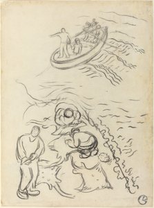 Studie für "Die Fischer" mit Männern, die die Netze leeren (Etude pour "Les Pêcheurs" et hommes vidant des raies) von Georges Lacombe