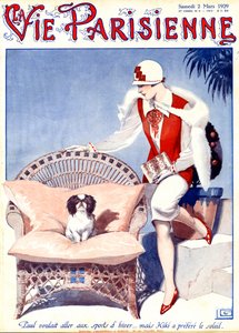 Paul wollte Skifahren... aber Kiki bevorzugt den Sonnenschein - Illustration aus La Vie Parisienne