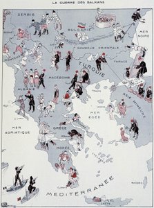 Der Balkankrieg: Karte des Kriegsschauplatzes - in "La Vie Parisienne" vom 26.10.1912