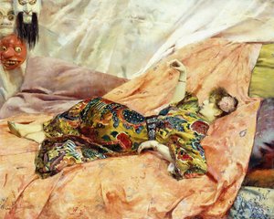 Porträt von Sarah Bernhardt, liegend in einem chinesischen Innenraum von Georges Marie Rochegrosse