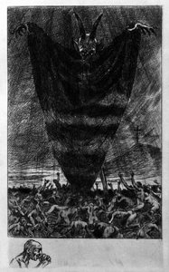 Illustration von Georges Antoine Rochegrosse (1859-1938) für „Hymne à Satan“ von dem Dichter Charles Baudelaire (1821-1867) in „Les fleurs du mal“ von Georges Marie Rochegrosse