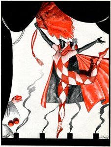 Die ewige Pantomime, der Herzbube und die Karodame - Illustration aus La Vie Parisienne von Georges Pavis