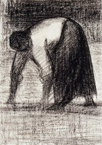 Bäuerin mit Händen im Boden von Georges Pierre Seurat