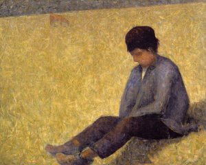 Junge, der auf dem Gras sitzt, ca. 1882 von Georges Pierre Seurat