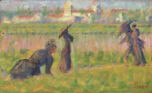 Figuren in einer Landschaft von Georges Pierre Seurat