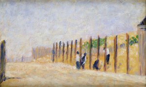 Das Einsetzen der Pfosten, ca. 1882 von Georges Pierre Seurat