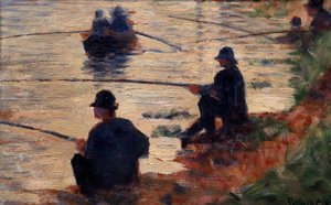 Die Fischer an der Studie Linie für die große Jatte. Gemälde von Georges Seurat (1859-1891) 1883