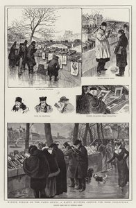 Winterszenen an den Pariser Quais, ein Paradies für Buchsammler von Georges Redon