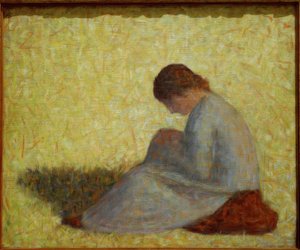 Bäuerin im Gras sitzend von Georges Seurat