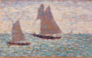 Zwei Segelboote in Grandcamp von Georges Seurat