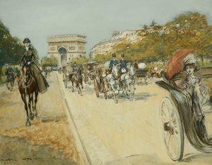 Elegante Figuren vor dem Arc de Triomphe, Paris