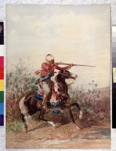Orientalismus: Reiter zieht ein Pferd von Georges Washington