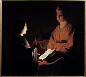 Erziehung der Jungfrau. von Georges de la (after) Tour