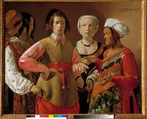 Die Wahrsagerin. Gemälde von Georges de La Tour (1593-1652) ca. 1630, Sun. 1,01x1,23 m New York. Metropolitan Museum