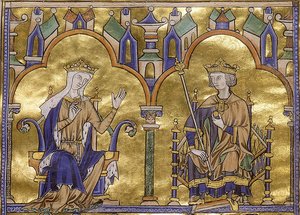 Blanche von Kastilien und König Ludwig IX. von Frankreich, aus der Toledo-Moralbibel von St. Louis, um 1227-1234 von Georgia Levan Ramishvili from Tbilisi