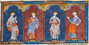 Clodomire, Childebert, Theoderich und Chlothar, aus Chroniques de France ou de St Denis, 14. Jahrhundert von Georgia Levan Ramishvili from Tbilisi
