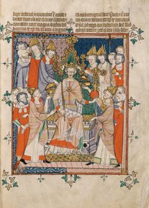 Krönung von Edward II aus der Apokalypse, Visio Sancti Pauli, MS 020, Corpus Christi College, Cambridge, 1300-25 von Georgia Levan Ramishvili from Tbilisi