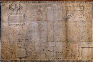 Geografische Weltkarte. Karte der niederländischen Schule nach der Projektion von Gerard Mercator (1512-1594) von Gerard (after) Mercator
