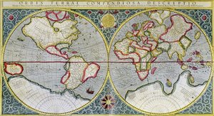 Weltkarte von Mercator (1587) - in "Das Universum und die Menschheit" von H. Kraemer