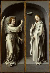 Erzengel Gabriel; Die Verkündigung der Jungfrau (um 1510) von Gerard David