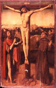 Christus am Kreuz zwischen St. Johannes und St. Franziskus von Gerard David