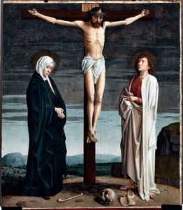 Kreuzigung Polyptychon Tafel aus der Kirche San Gerolamo della Cervara - Gemälde von Gerard David (ca. 1460-1523) 1506 Dim 90x100 cm Genua, Musei di Strada Nuova (ex Palazzo Bianco) Italien von Gerard David