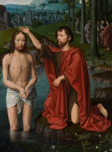 Detail des zentralen Panels der Taufe Christi, ca. 1502-08 von Gerard David