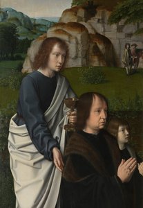 (Detail) Linkes Panel der Taufe Christi, ca. 1502-08