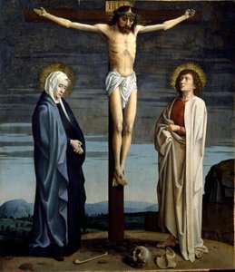 Die Kreuzigung. Inschrift „INRI“ auf dem Kreuz