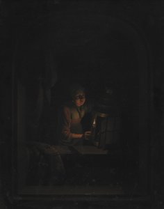 Mädchen mit einer Kerze von Gerrit Dou