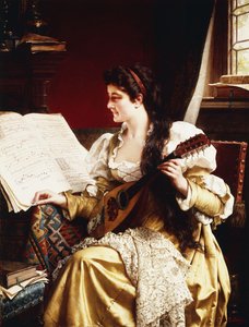 Dame mit Mandoline von Gerard Portielje