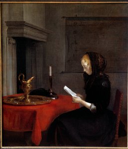 Frau, die einen Brief liest. Gemälde von Gerard ter Borch (1617-1681) von Gerard ter Borch