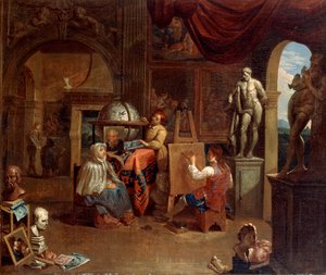Künstlerszene im Studio, 1680-1720