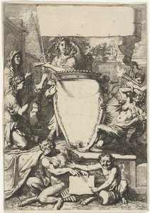 Kartusche umgeben von allegorischen Figuren von Gerard de Lairesse