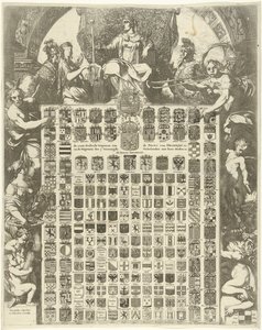 Wappen von Prinz Wilhelm III. in einer allegorischen Umrahmung von Gerard de Lairesse