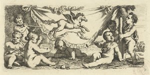 Musizierende Putti mit Pegasus