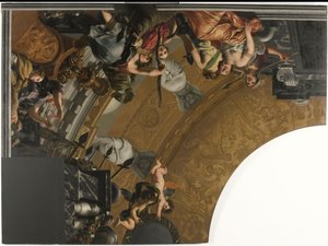 Teil (oben links) eines Deckenfreskos mit der Hauptdarstellung Diana und ihre Gefährtinnen von Gerard de Lairesse