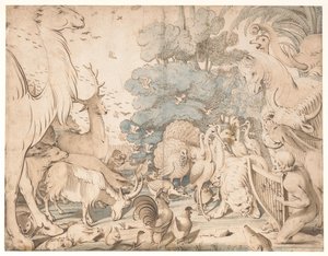 Orpheus verzaubert die Tiere mit seinem Spiel von Gerard ter Borch