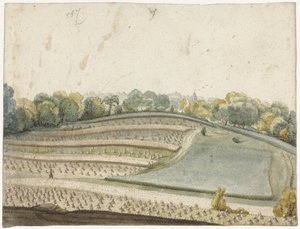 Panorama eines welligen Getreidefeldes von oben gesehen von Gerard ter Borch (I)
