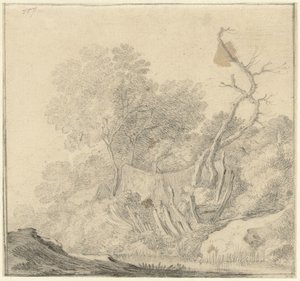 Häuser zwischen Bäumen am Wasser von Gerard ter Borch (II) (possibly)