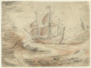 Segelndes Schiff auf See von Gerard ter Borch (II) (possibly)