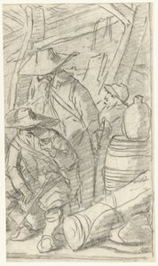 Drei Männer in einem Lager von Gerard ter Borch (II)
