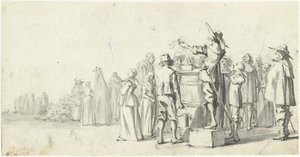 Ausrufer auf einem Marktplatz von Gerard ter Borch (II)