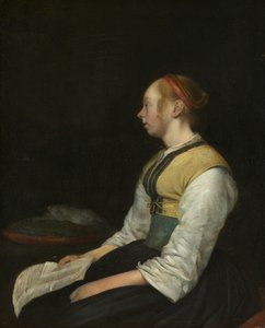 Sitzendes Mädchen in Bauerntracht von Gerard ter Borch (II)