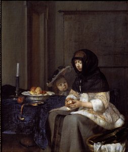 Eine Mutter schält einen Apfel von Gerard ter Borch
