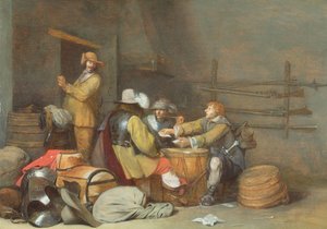 Soldaten spielen Karten in einem Wachraum von Gerard ter Borch