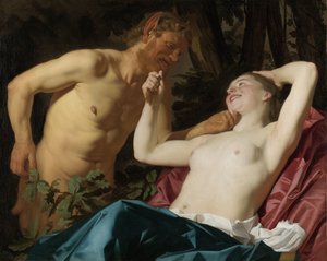 Satyr und Nymphe von Gerard van Honthorst (signed by artist)
